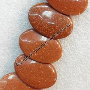 Gold Sand Stone Beads, Flat Oval, 30x20mm, Hole:Approx 1.5mm, Sold per 15.7-inch Strand