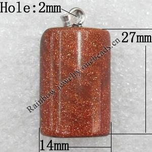 Gold Sand Stone Pendant, 14x27mm, Hole:Approx 2mm, Sold by PC