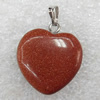 Gold Sand Stone Pendant, Heart, 20x22mm, Hole:Approx 2mm, Sold by PC