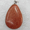 Gold Sand Stone Pendant, Teardrop, 16x27mm, Hole:Approx 2mm, Sold by PC