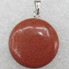 Gold Sand Stone Pendant, Flat Round, 20x23mm, Hole:Approx 2mm, Sold by PC