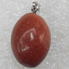 Gold Sand Stone Pendant, Oval, 14x22mm, Hole:Approx 2mm, Sold by PC