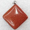 Gold Sand Stone Pendant, Diamond, 26x30mm, Hole:Approx 2mm, Sold by PC