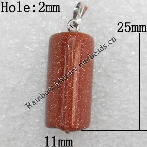Gold Sand Stone Pendant, 11x25mm, Hole:Approx 2mm, Sold by PC