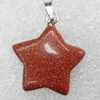 Gold Sand Stone Pendant, Star, 20x22mm, Hole:Approx 2mm, Sold by PC