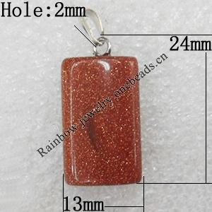 Gold Sand Stone Pendant, 13x24mm, Hole:Approx 2mm, Sold by PC