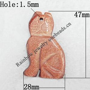 Gold Sand Stone Pendant, Animal, 28x47x7mm, Hole:Approx 1.5mm, Sold by PC