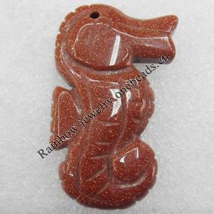 Gold Sand Stone Pendant, Animal, 30x50x11mm, Hole:Approx 1.5mm, Sold by PC