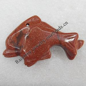 Gold Sand Stone Pendant, Animal, 60x36x11mm, Hole:Approx 1.5mm, Sold by PC
