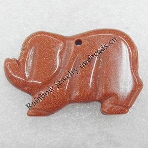 Gold Sand Stone Pendant, Animal, 45x28x8mm, Hole:Approx 1.5mm, Sold by PC