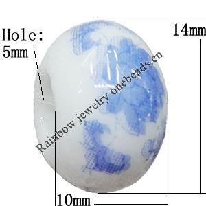 Ceramics Beads European, European Style, 14x10mm, Hole:5mm, Sold by Bag