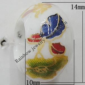 Ceramics Beads European, European Style, 14x10mm, Hole:5mm, Sold by Bag