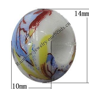 Ceramics Beads European, European Style, 14x10mm, Hole:5mm, Sold by Bag