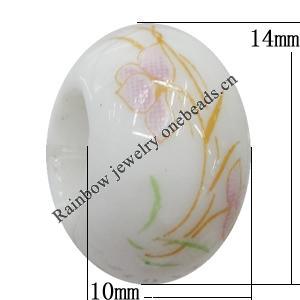 Ceramics Beads European, European Style, 14x10mm, Hole:5mm, Sold by Bag