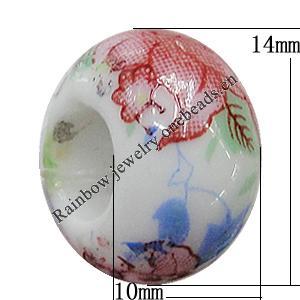 Ceramics Beads European, European Style, 14x10mm, Hole:5mm, Sold by Bag