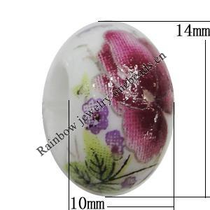 Ceramics Beads European, European Style, 14x10mm, Hole:5mm, Sold by Bag