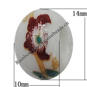 Ceramics Beads European, European Style, 14x10mm, Hole:5mm, Sold by Bag