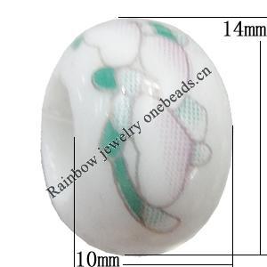 Ceramics Beads European, European Style, 14x10mm, Hole:5mm, Sold by Bag