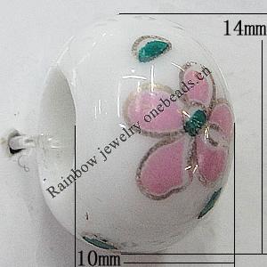 Ceramics Beads European, European Style, 14x10mm, Hole:5mm, Sold by Bag