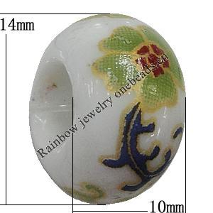 Ceramics Beads European, European Style, 14x10mm, Hole:5mm, Sold by Bag