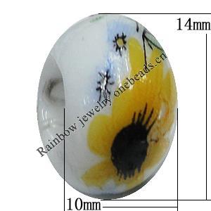 Ceramics Beads European, European Style, 14x10mm, Hole:5mm, Sold by Bag