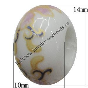 Ceramics Beads European, European Style, 14x10mm, Hole:5mm, Sold by Bag