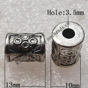 Jewelry findings, CCB Plastic Beads Antique Silver, Column 13x10mm Hole:3.5mm, Sold by Bag