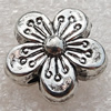 Jewelry findings, CCB Plastic Beads Antique Silver, Flower 15mm Hole:2mm, Sold by Bag