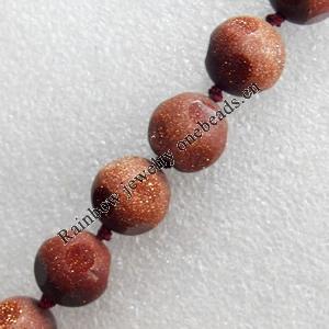 Gold Sand Stone Beads, Faceted Round, 8mm, Hole:Approx 1mm, Sold per 15.7-inch Strand