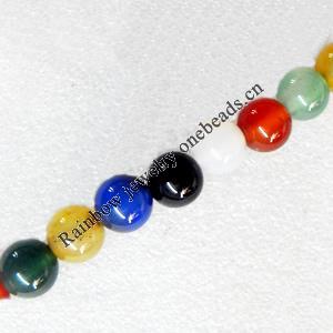 Agate Beads, Mix Colour, Round, 6mm, Hole:Approx 1mm, Sold per 15.7-inch Strand