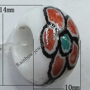 Ceramics Beads European, European Style, 14x10mm, Hole:5mm, Sold by Bag