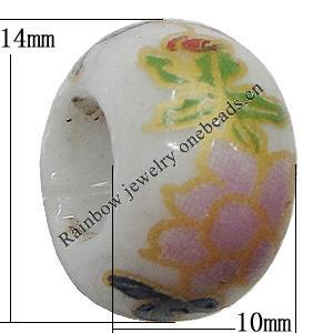 Ceramics Beads European, European Style, 14x10mm, Hole:5mm, Sold by Bag