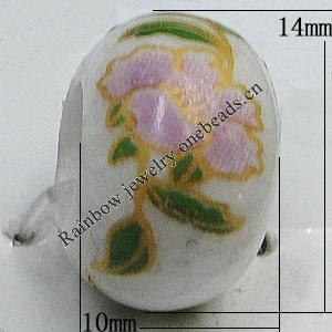 Ceramics Beads European, European Style, 14x10mm, Hole:5mm, Sold by Bag