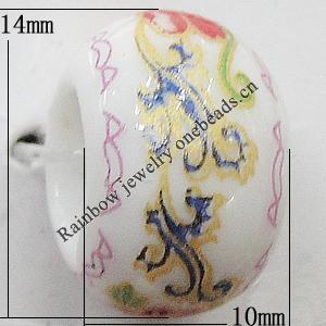 Ceramics Beads European, European Style, 14x10mm, Hole:5mm, Sold by Bag