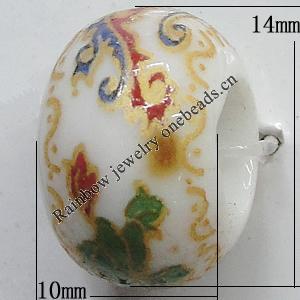 Ceramics Beads European, European Style, 14x10mm, Hole:5mm, Sold by Bag