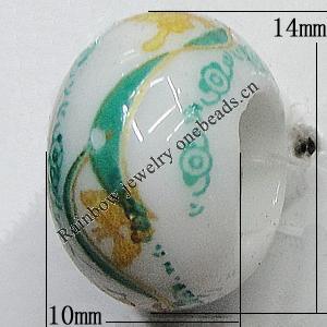 Ceramics Beads European, European Style, 14x10mm, Hole:5mm, Sold by Bag