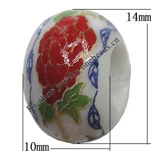 Ceramics Beads European, European Style, 14x10mm, Hole:5mm, Sold by Bag