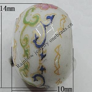 Ceramics Beads European, European Style, 14x10mm, Hole:5mm, Sold by Bag