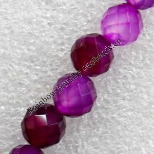 Agate Beads, Faceted Round, 8mm, Hole:Approx 1mm, Sold per 15.7-inch Strand