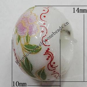 Ceramics Beads European, European Style, 14x10mm, Hole:5mm, Sold by Bag