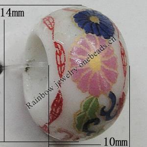 Ceramics Beads European, European Style, 14x10mm, Hole:5mm, Sold by Bag