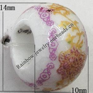 Ceramics Beads European, European Style, 14x10mm, Hole:5mm, Sold by Bag