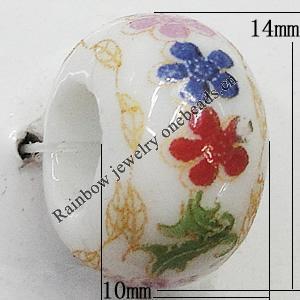 Ceramics Beads European, European Style, 14x10mm, Hole:5mm, Sold by Bag