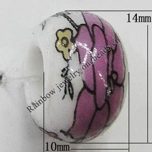 Ceramics Beads European, European Style, 14x10mm, Hole:5mm, Sold by Bag