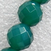 Green Agate Beads, Faceted Round, 12mm, Hole:Approx 1mm, Sold per 15.7-inch Strand