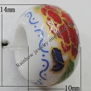 Ceramics Beads European, European Style, 14x10mm, Hole:5mm, Sold by Bag