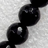 Black Agate Beads, Faceted Round, 6mm, Hole:Approx 1.5mm, Sold per 15.7-inch Strand