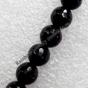 Black Agate Beads, Faceted Round, 8mm, Hole:Approx 1.5mm, Sold per 15.7-inch Strand
