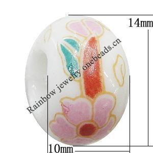 Ceramics Beads European, European Style, 14x10mm, Hole:5mm, Sold by Bag