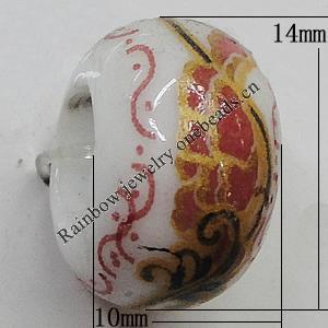 Ceramics Beads European, European Style, 14x10mm, Hole:5mm, Sold by Bag